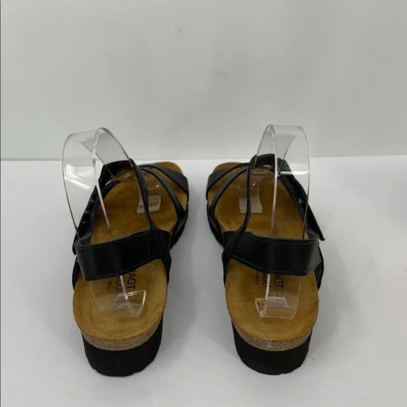 NAOT Kayla comfort wedge sandal shoe black matte strappy leather women new 41 10 - Picture 5 of 7